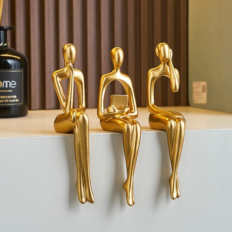 Estatua Arte Moderna Dourada