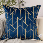 Capa de Almofada para Sofá e Cama Aveludada e Bordada - Almofadas Geométricas