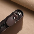 Carteira de Couro Pequena Porta Cartão com Zíper