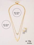 Conjunto Colar Duplo com Pingente e Brincos