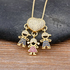 Colar de Filhos com 2 e 3 Pingentes com Zircônia Menino e Menina Jóia Requintada