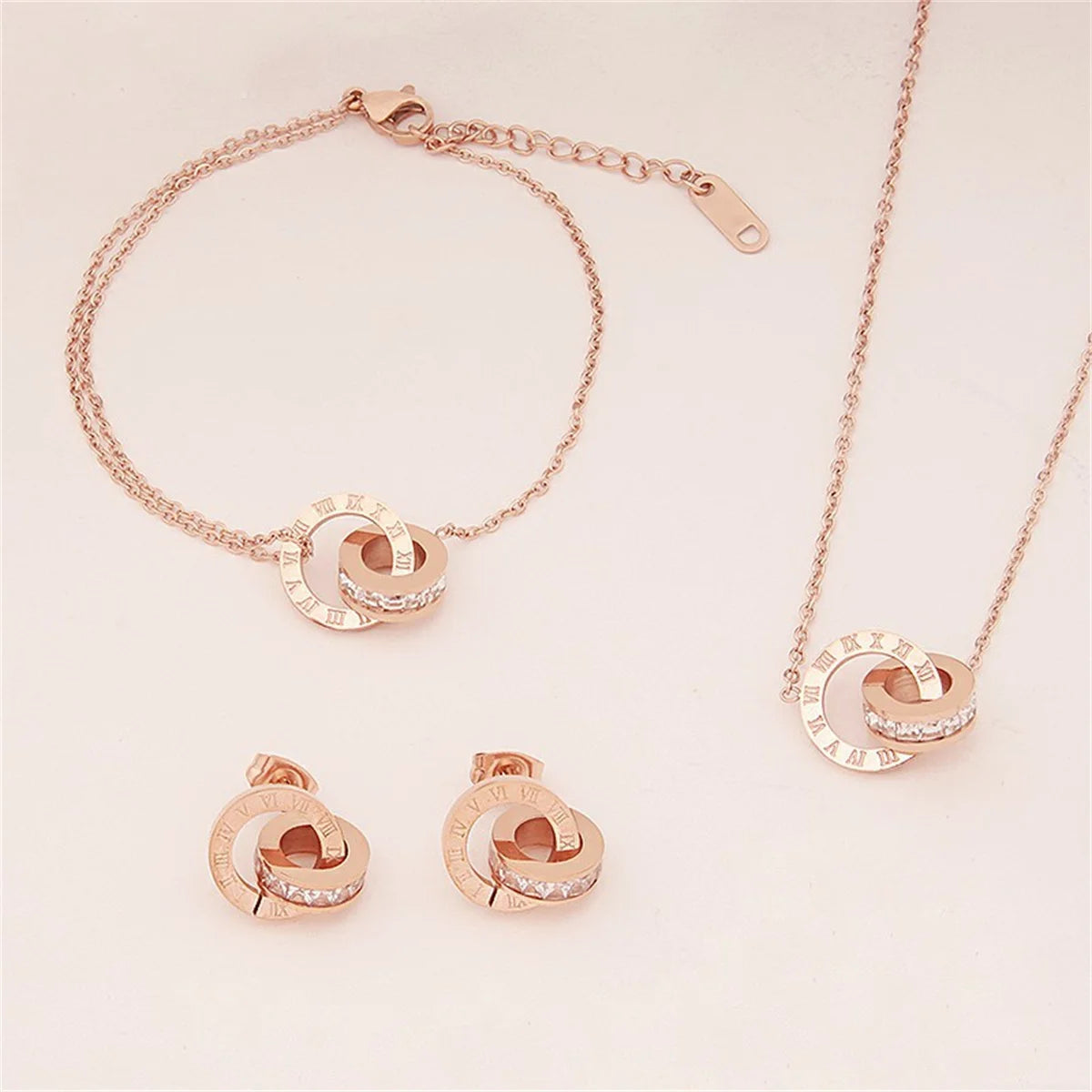 Conjunto de Joias Feminino Colar com Pulseira e Brincos