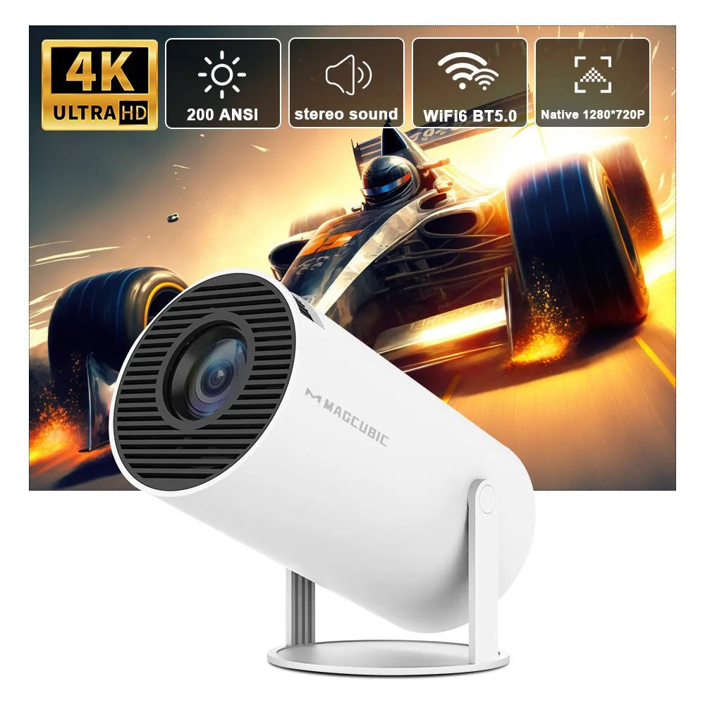 Mini Projetor Portatil 5G Wifi 6 BT 5.0 Android 11, Projetor 4K 1080P Full HD 180° Girável Magcubic