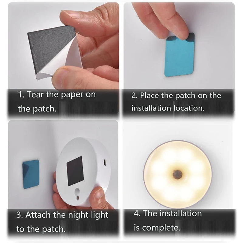 Luminária de Parede LED Sem Fio Sensor de Presença - USB Recarregável