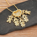 Colar de Filhos com 5 Pingentes com Zircônia Menino e Menina Jóia Requintada