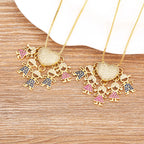 Colar de Filhos com 5 Pingentes com Zircônia Menino e Menina Jóia Requintada