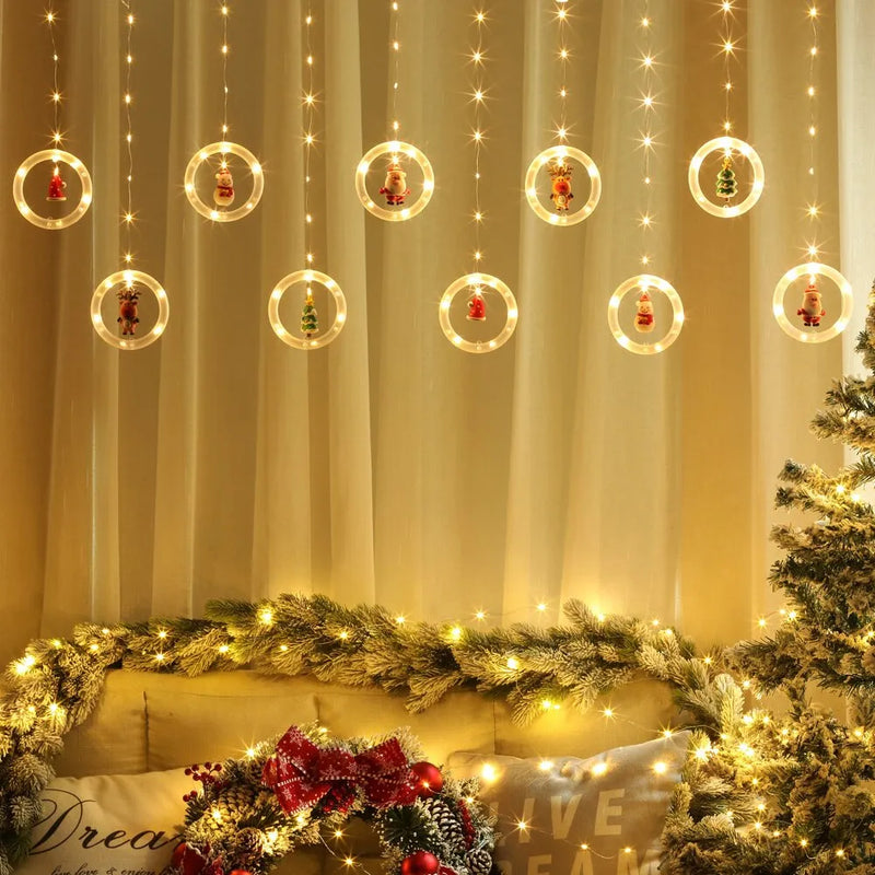 Corda de Luz LED Personagens Natalinos Enfeites e Decoração de Natal