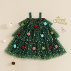 Vestido de Árvore de Natal para Meninas de 1 à 9 anos