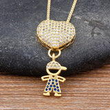 Colar de Filhos com 2 e 3 Pingentes com Zircônia Menino e Menina Jóia Requintada