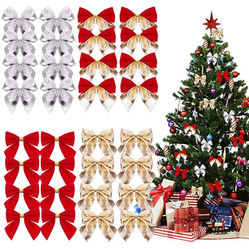 Kit 12 Laços Decoração Árvore de Natal Ornamental