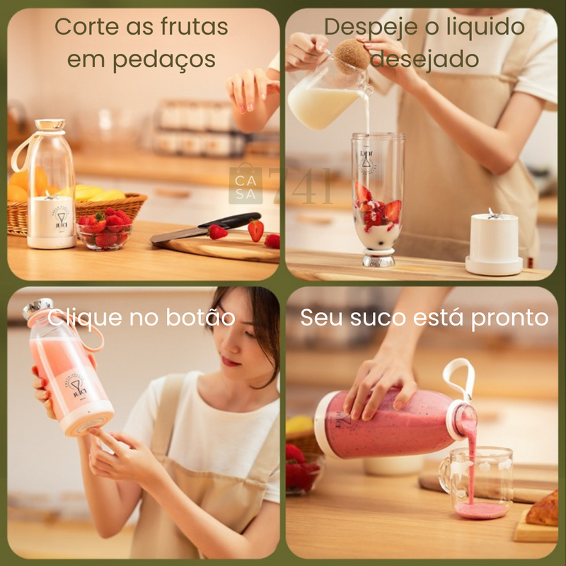 Garrafa Liquidificador Portátil 500ml Sem Fio - Fresh Juice™ Plus