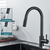 Torneira para Pia de Cozinha Extensível e Rotativo de Aço Inoxidável Quente e Frio com 2 Modos de Jato