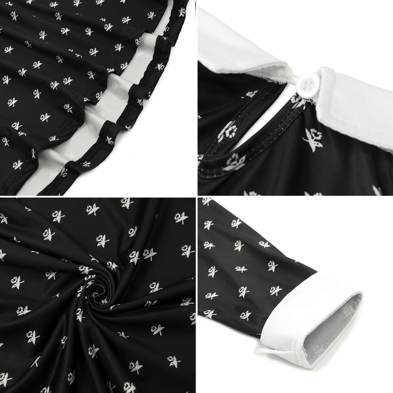 Vestido Wandinha Família Addams Infantil Estampado Fantasia Halloween Completa