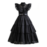 Vestido Wandinha Família Addams Infantil Baile Fantasia Halloween Completa