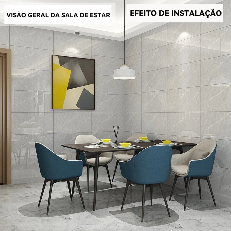 Kit Placa Adesiva 3D Mármore de Parede Relevo Lavável