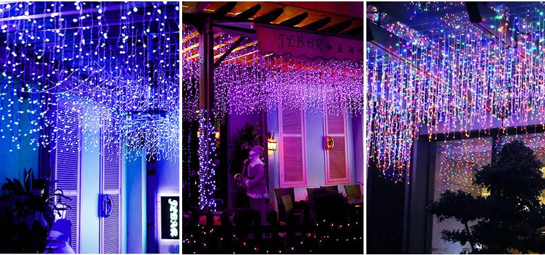 Cortina de Luz Enfeites e Decoração de Natal em LED