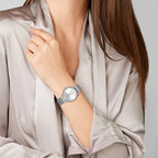 Relógio de Quartzo Feminino e Conjunto de Pulseira e Colar de Cristal para Presentear