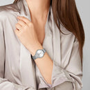 Relógio de Quartzo Feminino e Conjunto de Pulseira e Colar de Cristal para Presentear