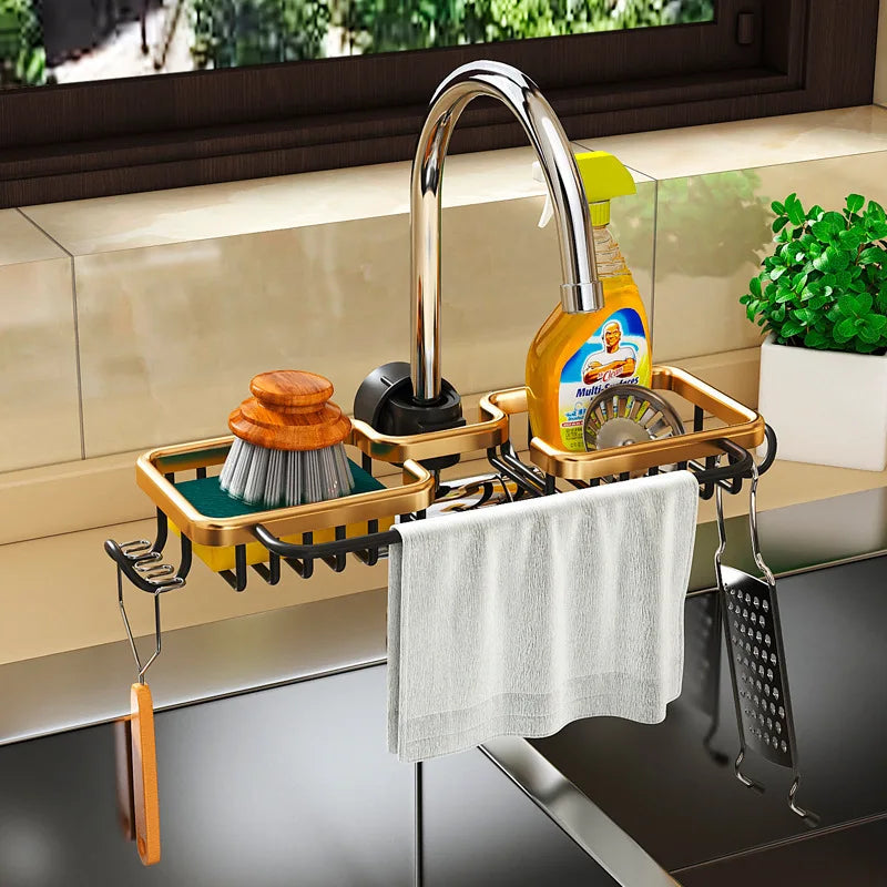 Suporte e Organizador de Pia para Esponja, Sabão e Detergente de Torneira