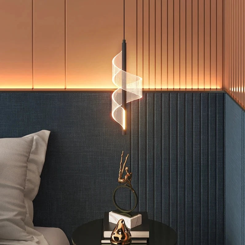 Luminária de Teto Luz Pendente Suspensa em Espiral Moderno