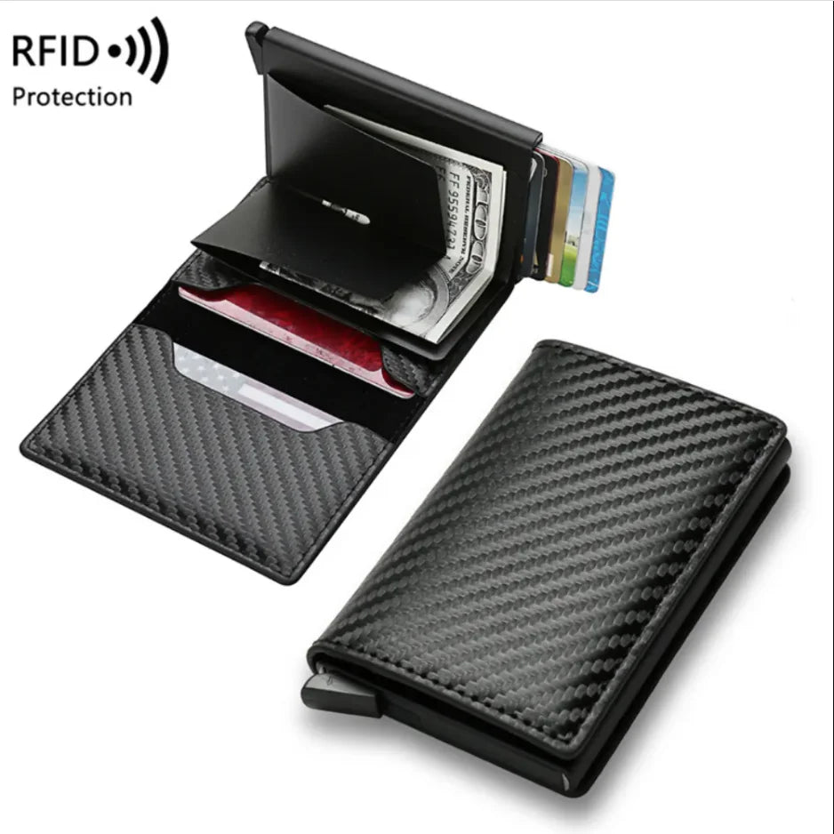 Carteira Antifurto e Porta Cartão de Crédito em Fibra de Carbono