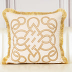 Capa de Sofá Aveludada, Bordada e com Bordas - Almofada Decorativa