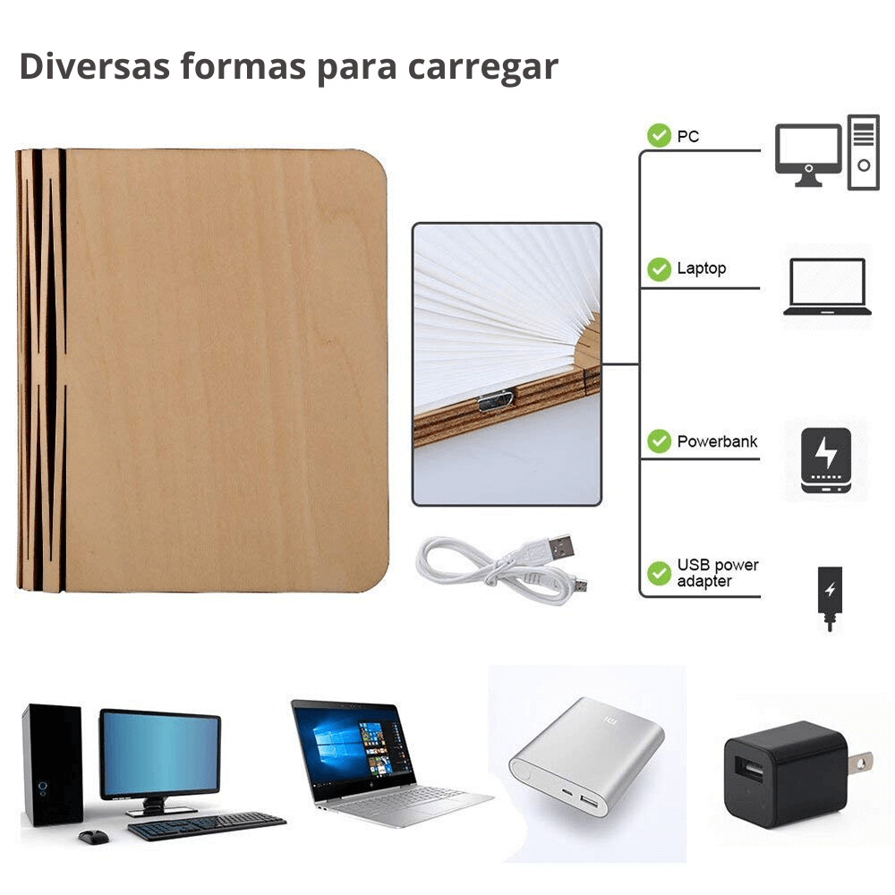 Luminária LED Livro Mágico - Noturna 3D