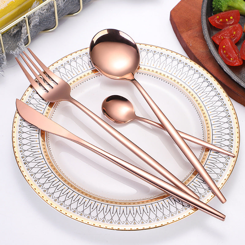 Conjunto de Talheres em Aço Inoxidável Rose Gold 24pcs - Elegance™