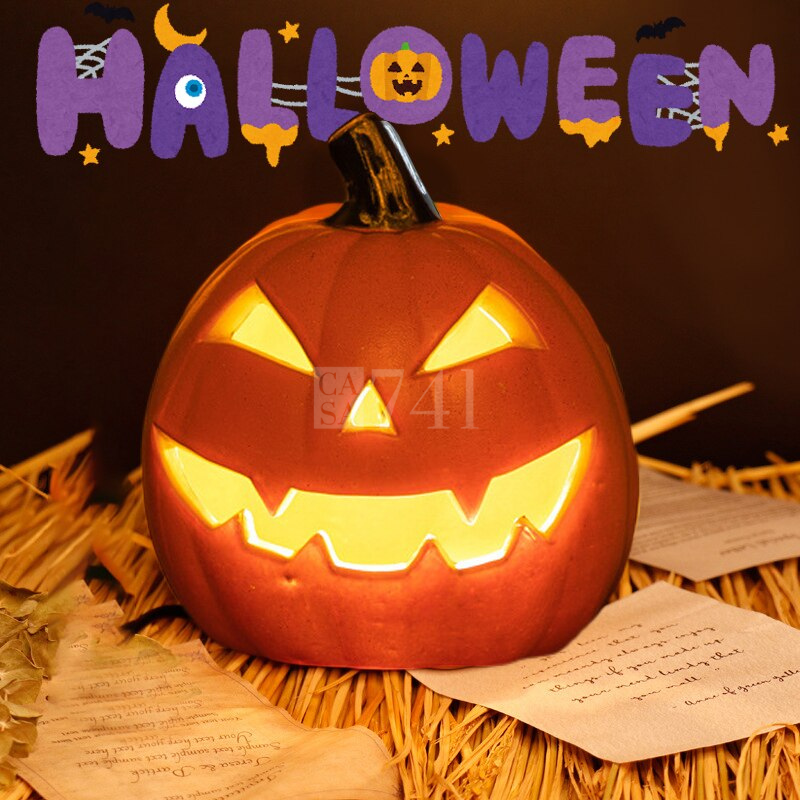 Rosto de Abóbora com LED - Decoração de Halloween