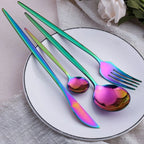 Conjunto de Talheres em Aço Inoxidável Rainbow 24pcs - Elegance™