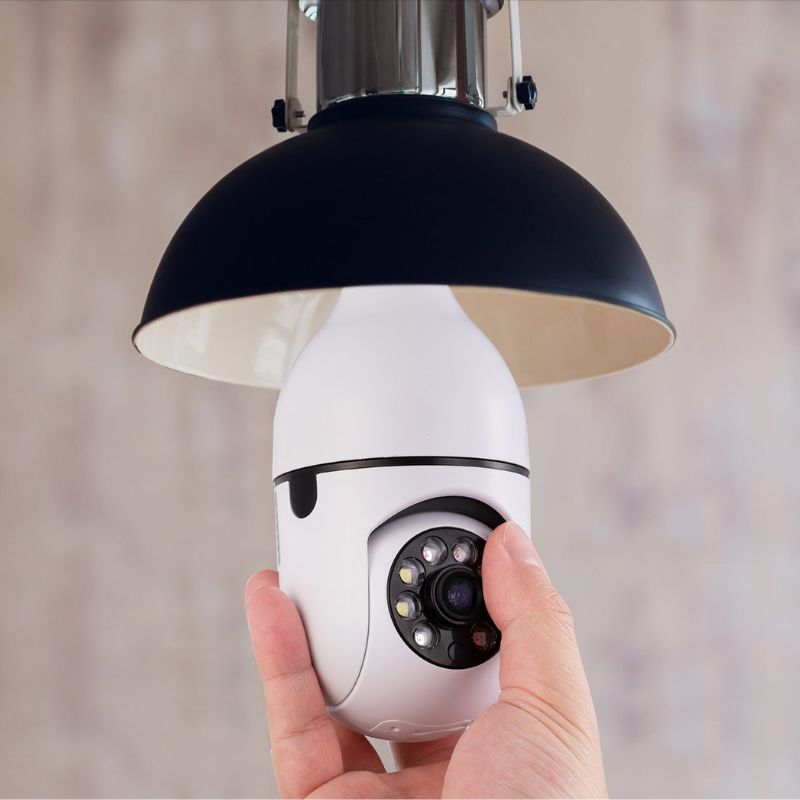 Lâmpada Câmera de Segurança Rotativa 360º com Wifi - Proteja sua Família