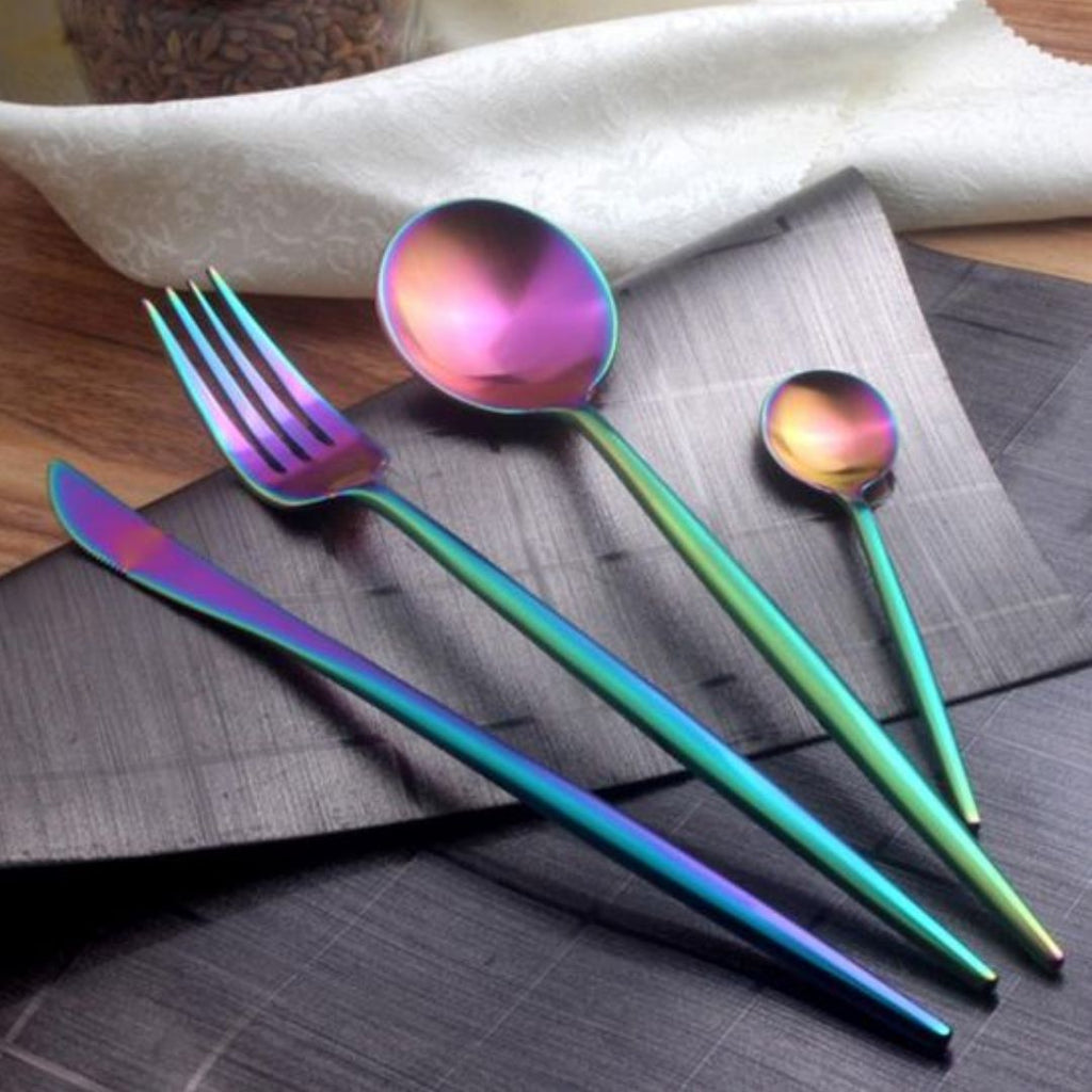 Conjunto de Talheres em Aço Inoxidável Rainbow 24pcs - Elegance™