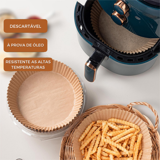 Protetor Anti-Sujeira Air Fryer Forro de Papel Antiaderente e Descartável - Clean Up [FRETE GRÁTIS]
