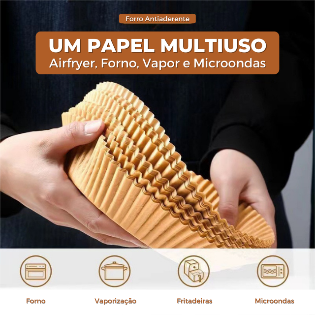 Protetor Anti-Sujeira Air Fryer Forro de Papel Antiaderente e Descartável - Clean Up [FRETE GRÁTIS]