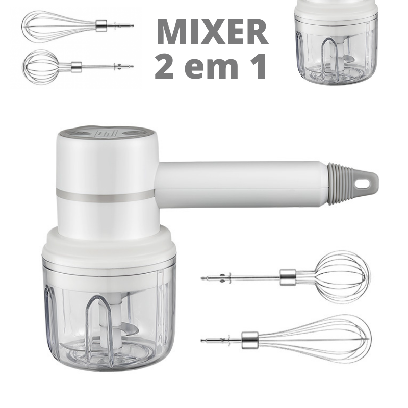 Mini Batedeira e Processador de Alimentos sem Fio - Mixer 2 em 1