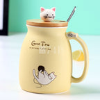 Caneca de Gatinho Instagramável de Cerâmica com Tampa 450ml