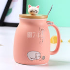 Caneca de Gatinho Instagramável de Cerâmica com Tampa 450ml