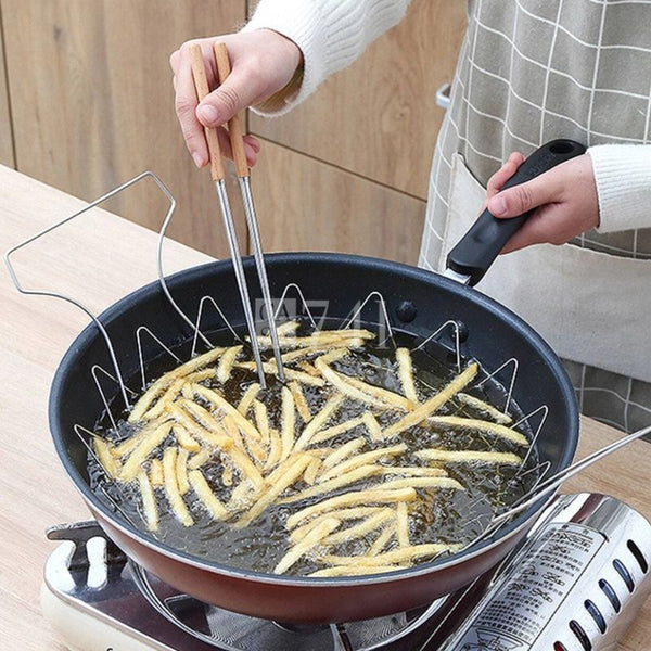 Cesto para Fritura Multiuso Dobrável - Aço inox