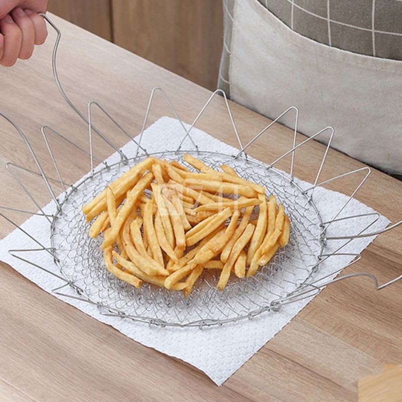Cesto para Fritura Multiuso Dobrável - Aço inox