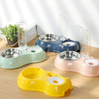 Comedouro para Gato com Garrafa de Água Automática e Tigela de Aço Inoxidável