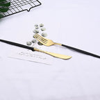 Conjunto de Talheres em Aço Inoxidável Ouro Champagne 24pcs