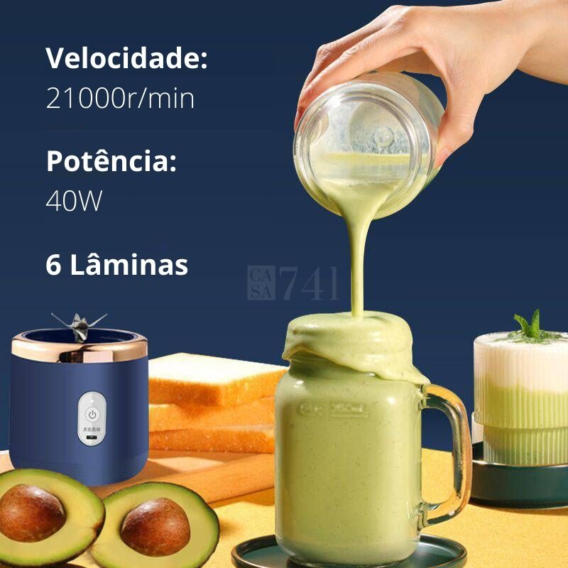 Copo Liquidificador Portátil Mini Misturador USB Recarregável 300ml [BRINDE COPO ESPORTIVO]