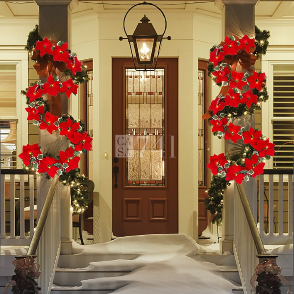 Cordão de Flores Iluminadas Decoração Arvore de Natal em LED