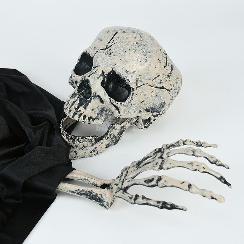 Esqueleto Realista para Jardim com Crânio e Braços para Decoração de Halloween