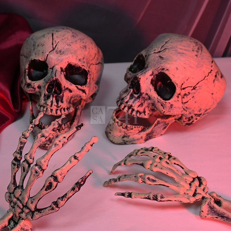 Esqueleto Realista para Jardim com Crânio e Braços para Decoração de Halloween