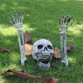 Esqueleto Realista para Jardim com Crânio e Braços para Decoração de Halloween