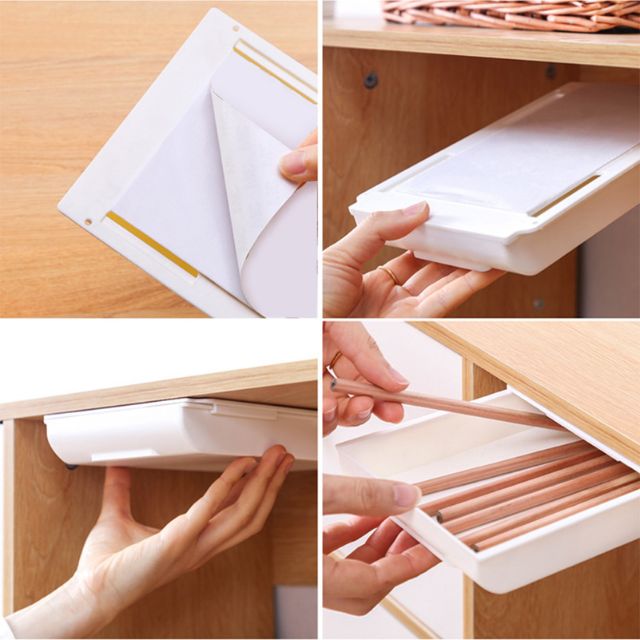 Gaveta Adesiva Multiuso Secreta de Mesa Organizadora - Caixa de Armazenamento