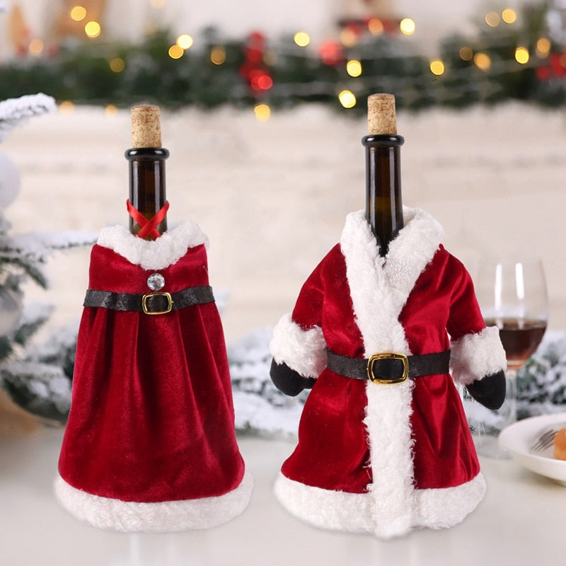 Capa para Vinho Papai Noel Decoração Natalina