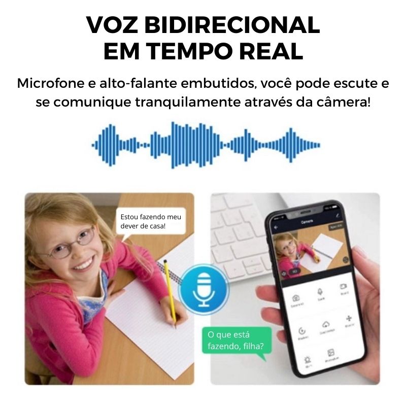 Lâmpada Câmera de Segurança Rotativa 360º com Wifi - Proteja sua Família