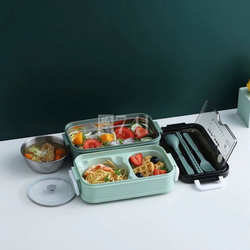 Marmita com 3 Compartimentos Herméticos e Talheres - Enjoy